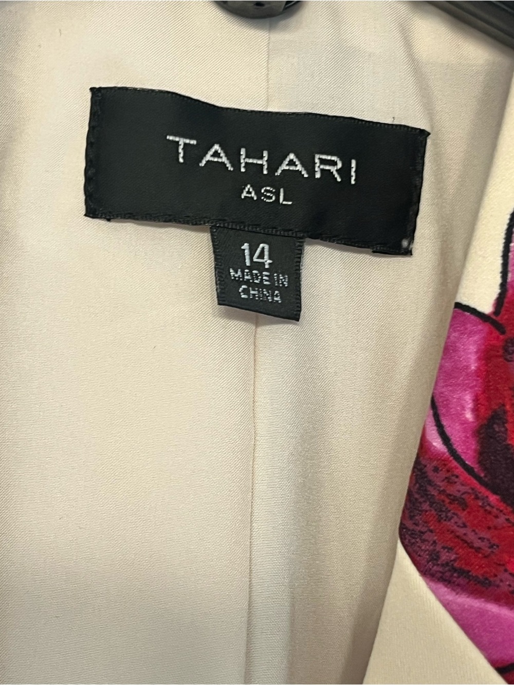 Tahari ASL Cream Blazer with Fuchsia Floral Print - Picture 5 of 8